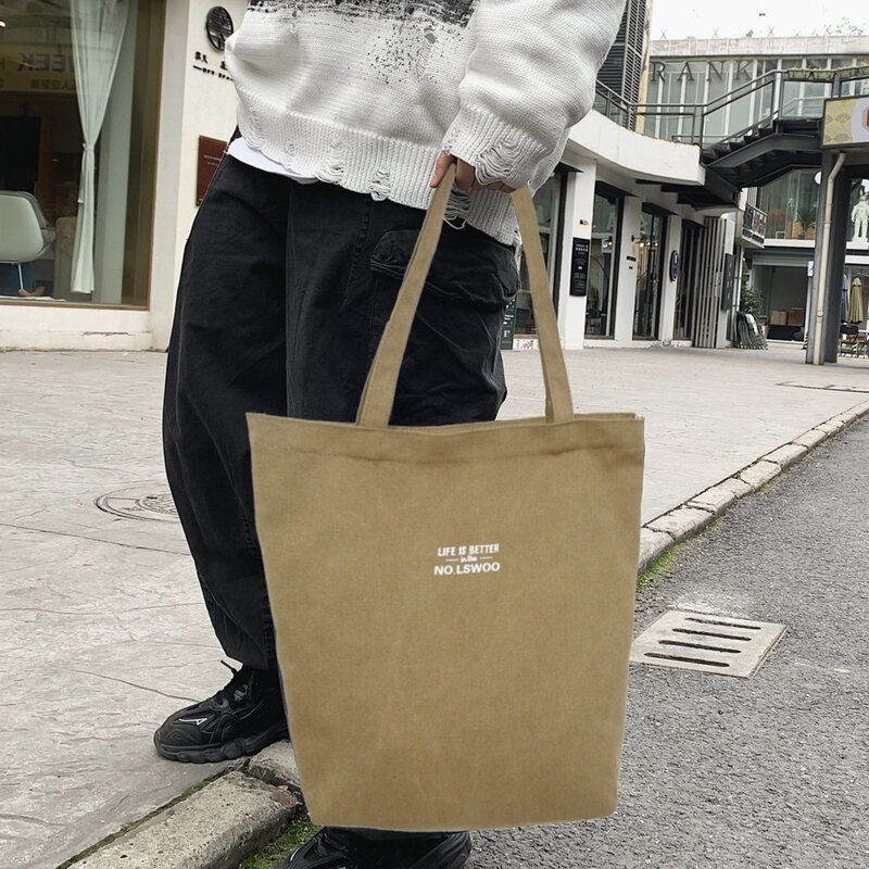 

Guys Letter Graphic Canvas Tote Bag, Khaki
