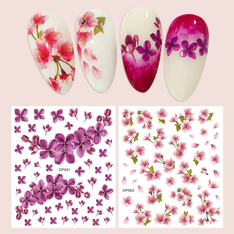 

2sheets Flower Pattern Nail Art Sticker, Lilac purple