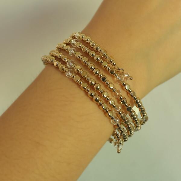 

Layered Beaded Bangle, Gold