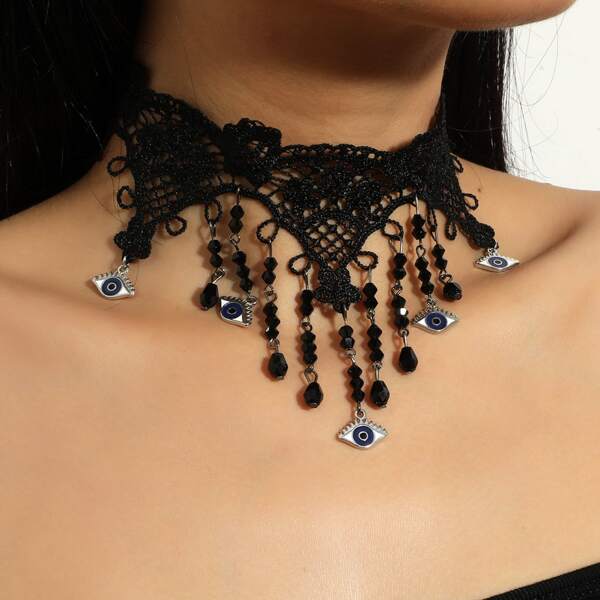 

Halloween Eye Pendant Choker, Black