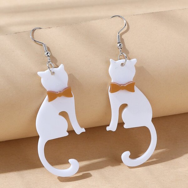 

Acrylic Animal Drop Earrings, White