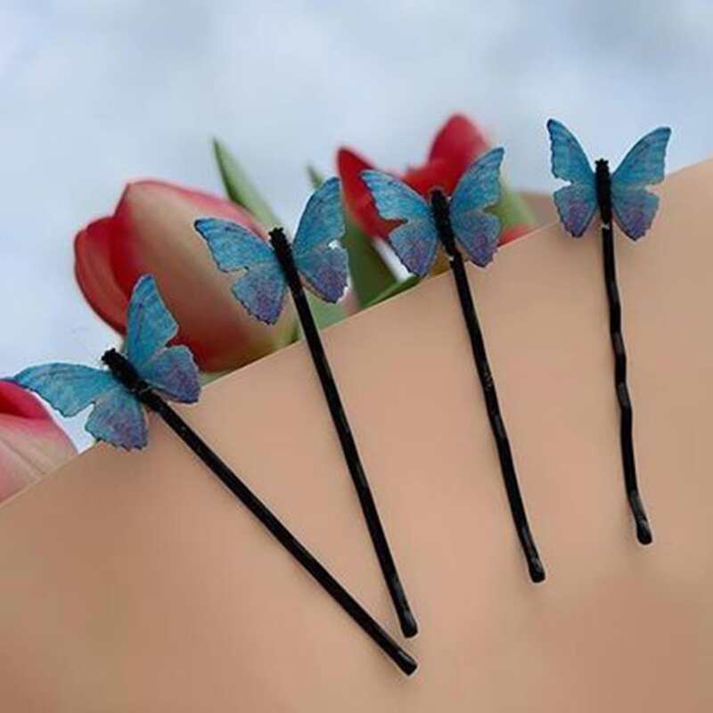 

4pcs Butterfly Decor Hair Clip, Blue