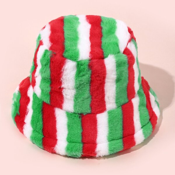 

Color Block Fuzzy Bucket Hat, Multicolor