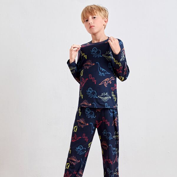 

Boys Geo & Dinosaur Print Pullover & Sweatpants, Multicolor