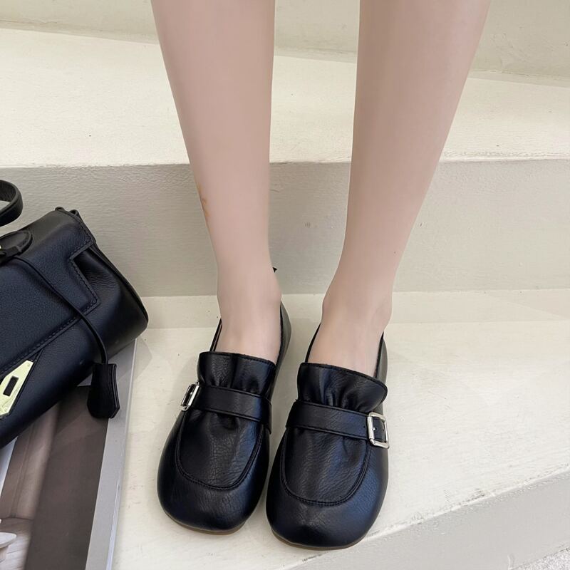 

Buckle Decor Slip On Flats, Black