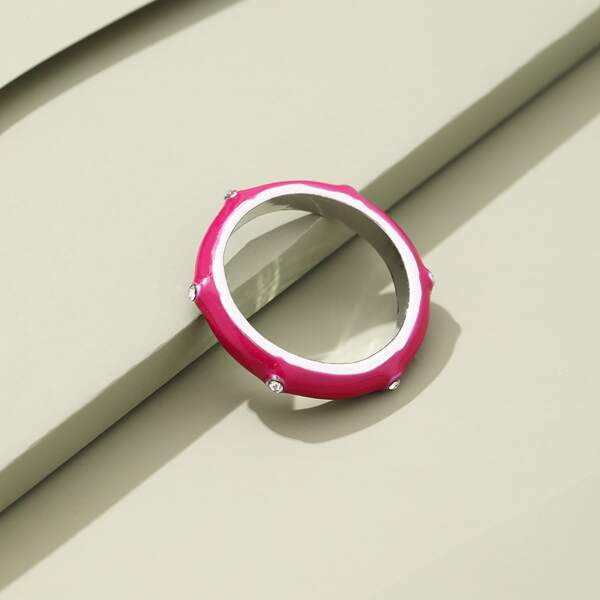 

Rhinestone Decor Ring, Hot pink
