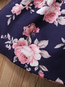 Bebé 2 en 1 floral ribete con fruncido con lazo delantero Vestido & Diadema - Multicolor - Ver 4