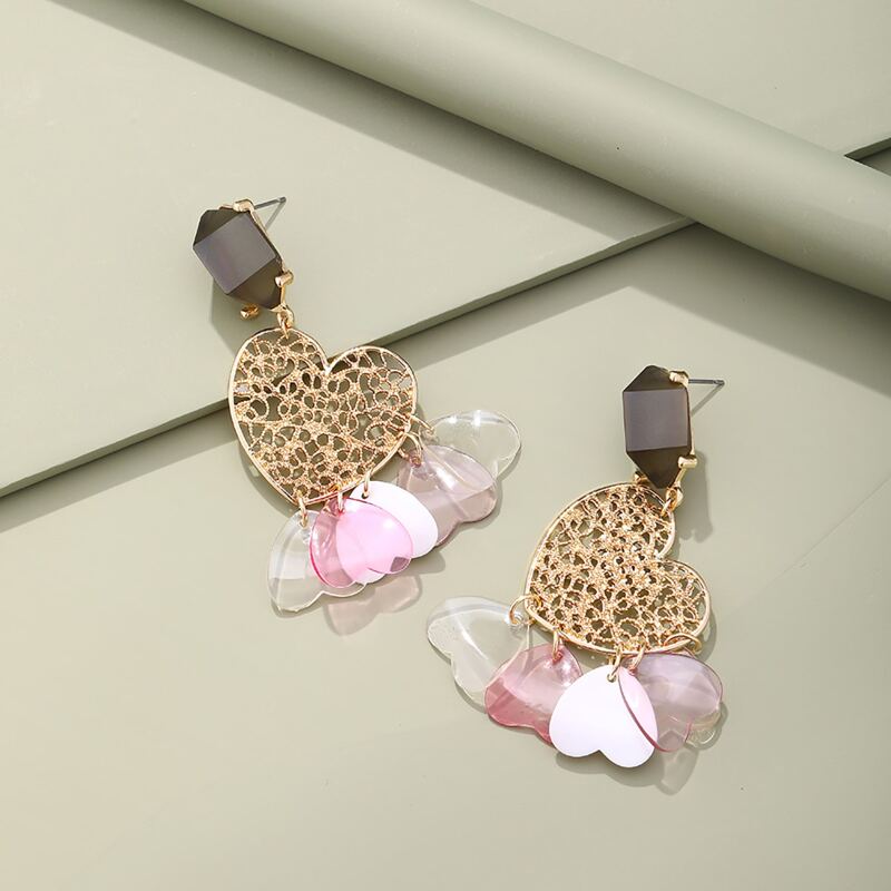 

Heart Drop Earrings, Dark green
