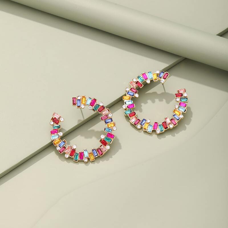 

Rhinestone Decor Stud Earrings, Multicolor