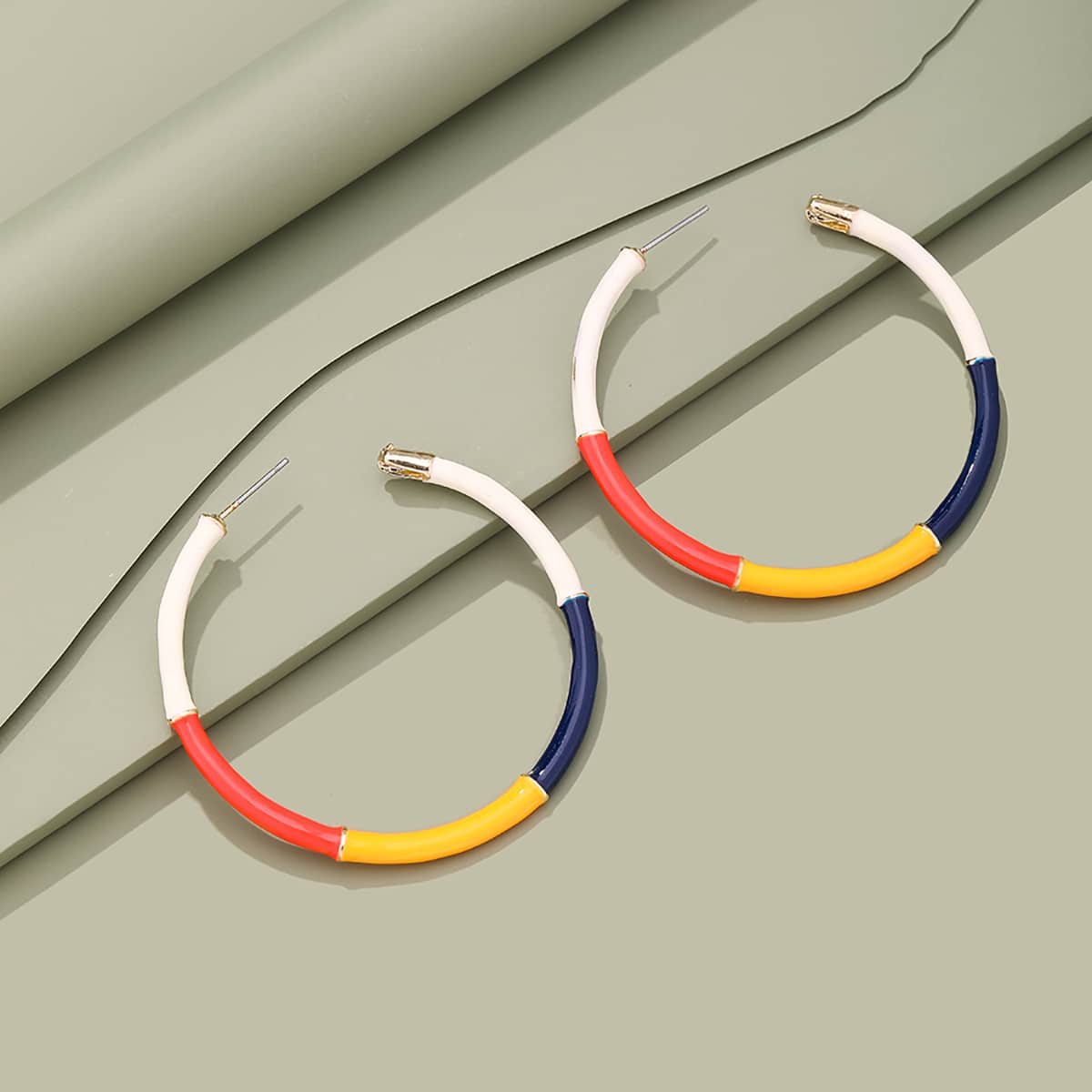 

Color Block Hoop Earrings, Gold
