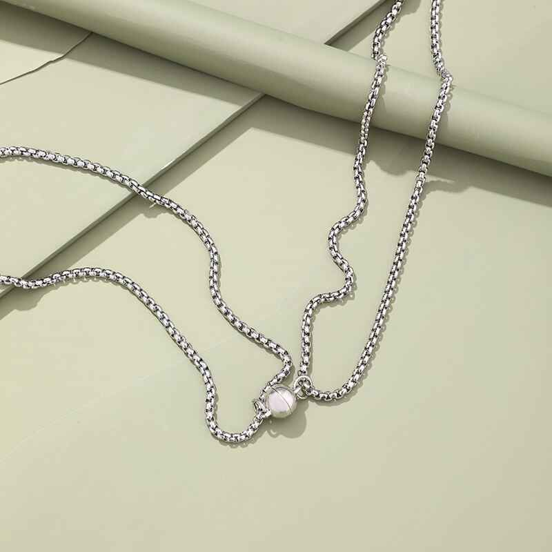 

2pcs Magnetic Chain Necklace, Silver