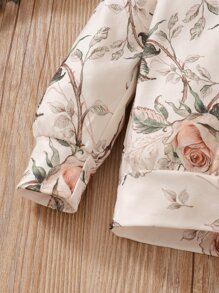Baby Floral Print Frilled Pullover & Joggers - Beige - View 5