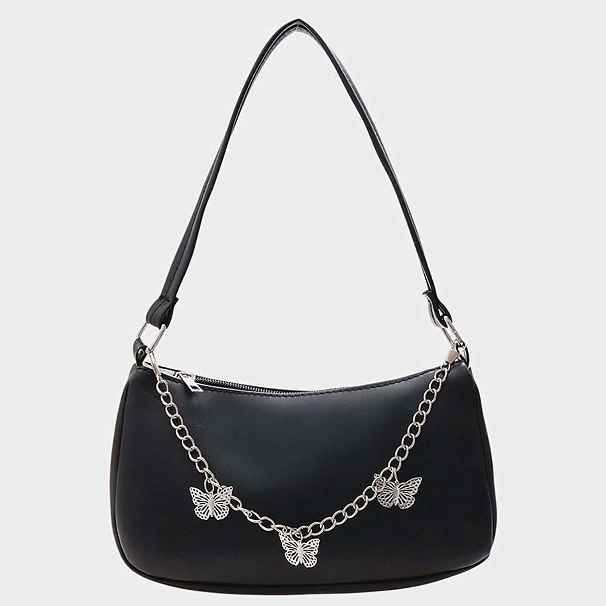 

Butterfly Decor Shoulder Bag, Black