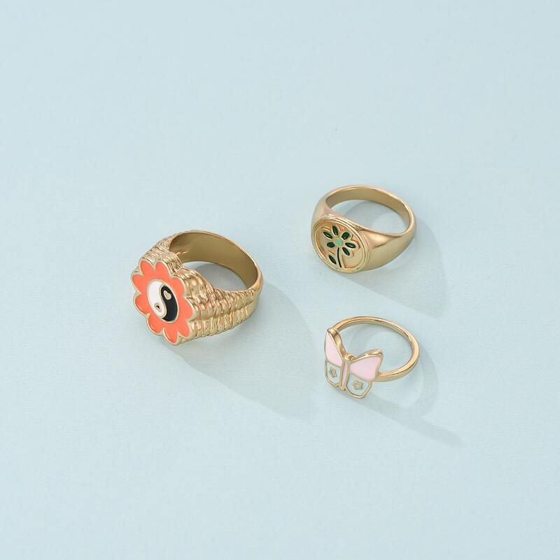 

3pcs Yin & Yang Decor Ring, Multicolor