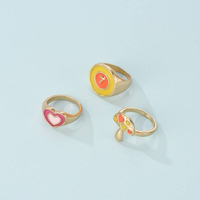 

3pcs Mushroom Decor Ring, Multicolor