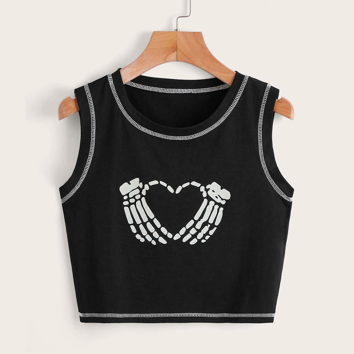 

Halloween Print Crop Tank Top, Black