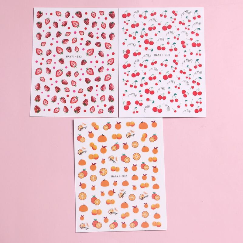 

3pcs Fruit Pattern Nail Art Sticker, Multicolor