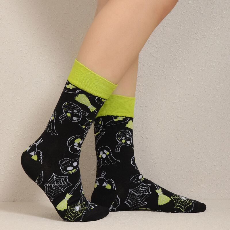 

Ghost Print Crew Socks, Green