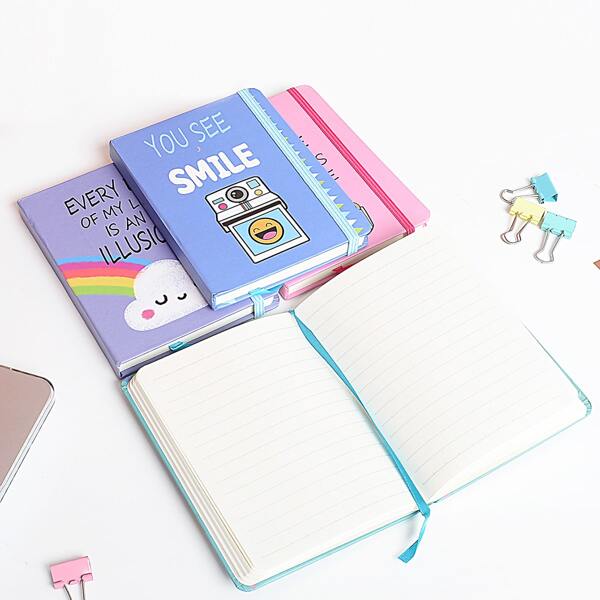 

1pc Letter Graphic Cover Random Notebook, Multicolor