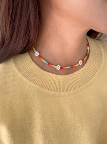 DAZY 串珠花朵装饰项链 情人节、妈妈、母亲、母亲节、礼物 - 彩色 - 查看 3