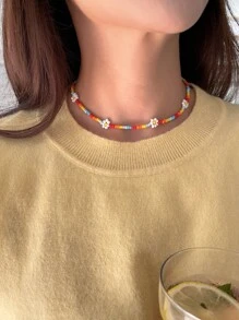 DAZY 串珠花朵装饰项链 情人节、妈妈、母亲、母亲节、礼物 - 彩色 - 查看 4