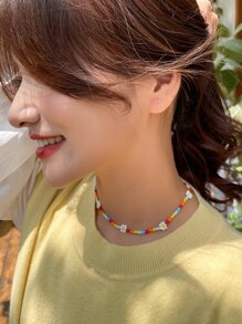 DAZY 串珠花朵装饰项链 情人节、妈妈、母亲、母亲节、礼物 - 彩色 - 查看 5