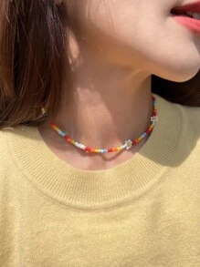 DAZY 串珠花朵装饰项链 情人节、妈妈、母亲、母亲节、礼物 - 彩色 - 查看 6