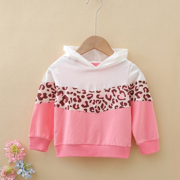 

Toddler Girls Leopard Panel Colorblock Hoodie, Multicolor