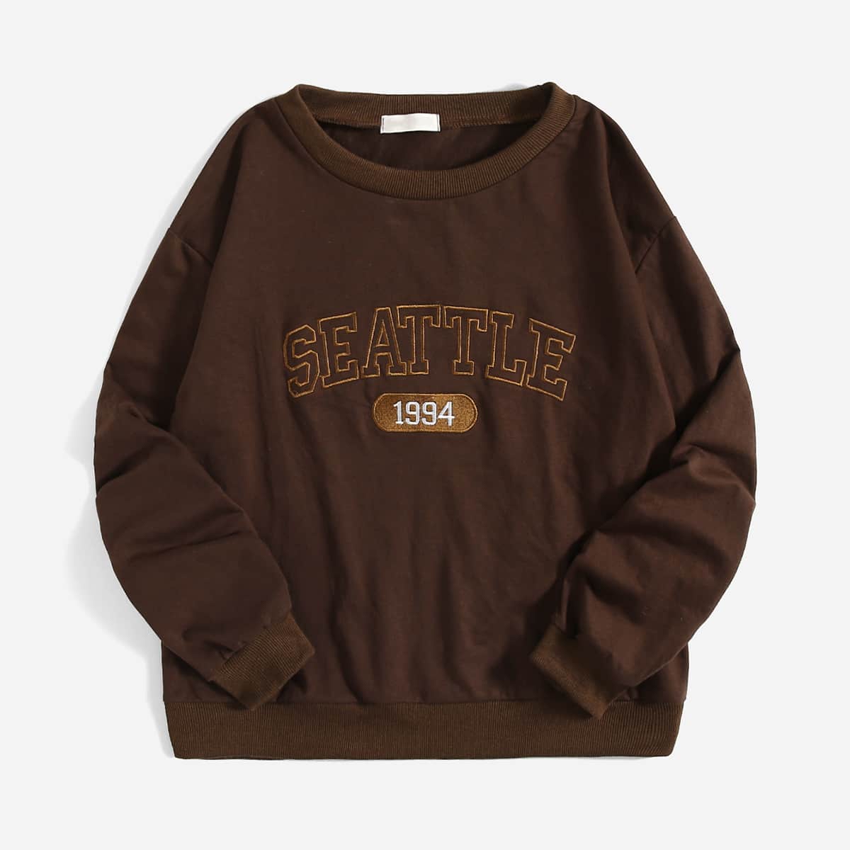 

Letter Embroidery Sweatshirt, Chocolate brown