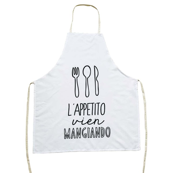

Letter Print Apron, Black and white