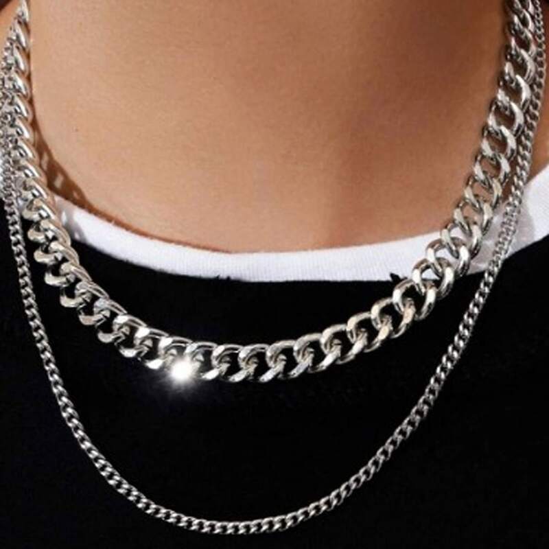 

Minimalist Layered Chain Necklace, Silver