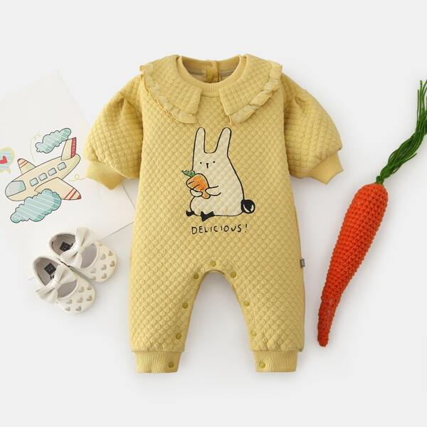 

Cartoon Graphic Lantern Sleeve Jumpsuit, Yellow