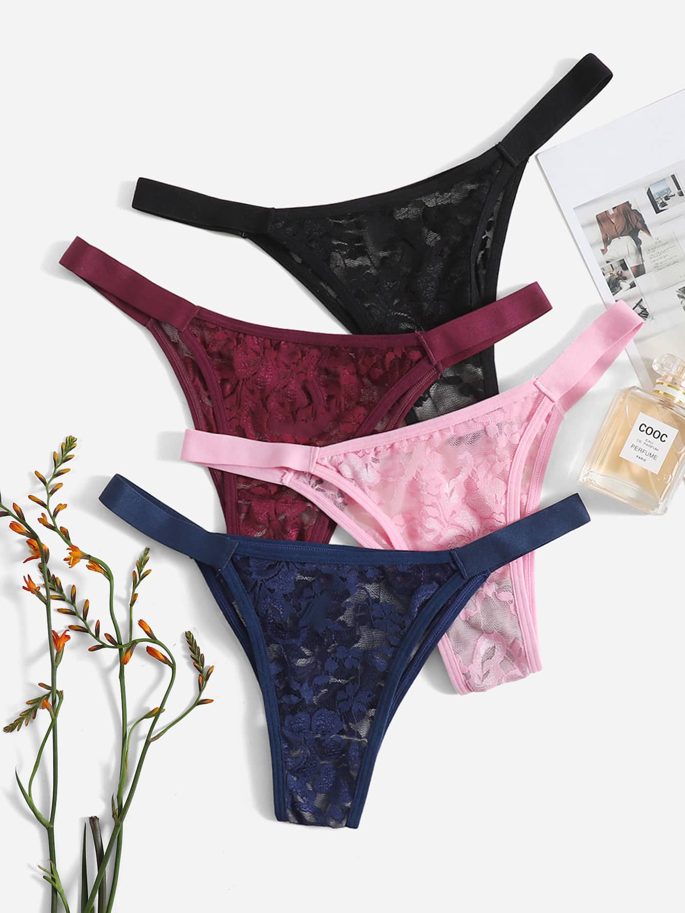 4 gói Ren Bộ quần lót Đồ lót - Nhiều màu - Xem 1