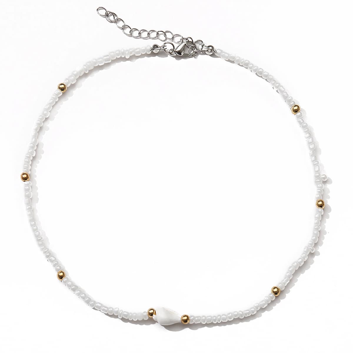 

Shell Decor Beaded Necklace, White