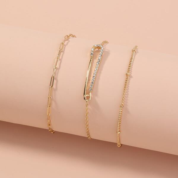 

3pcs Simple Bracelet, Gold