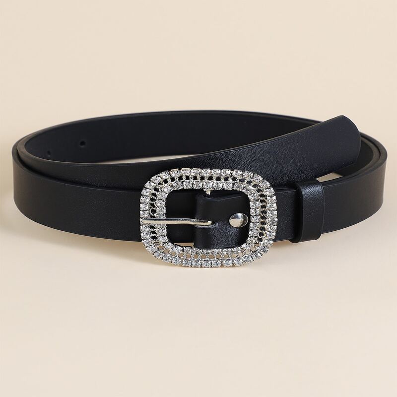 

Rhinestone Buckle Belt, Black