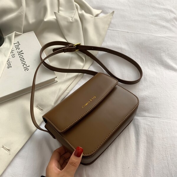 

Minimalist Flap Crossbody Bag, Brown