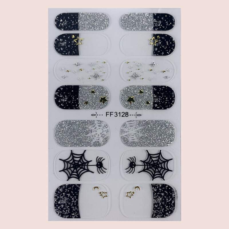 

14pcs Halloween Glitter Nail Art Sticker & 1pc Nail File, Multicolor