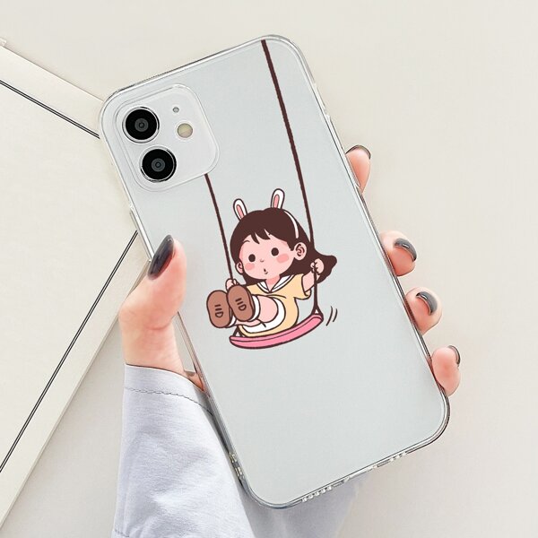 

Girl Painted Clear Phone Case, Multicolor