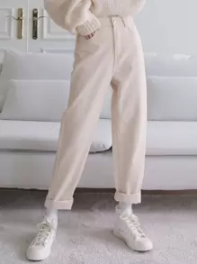 DAZY 斜口袋直筒牛仔褲