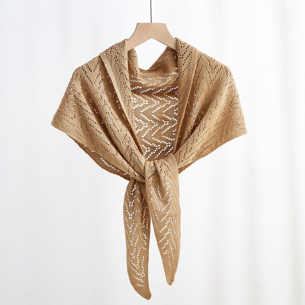 

Solid Knitted Shawl, Khaki