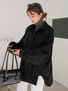 DAZY Áo cánh vá túi trễ vai, áo dài tay, quần áo mùa thu - màu đen - Xem 3