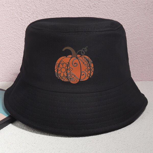 

Pumpkin Pattern Bucket Hat, Black