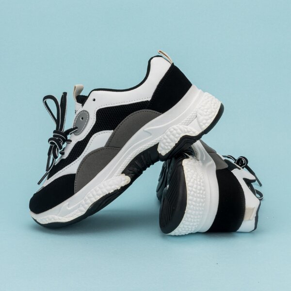 

Colorblock Lace-up Front Chunky Sneakers, Black