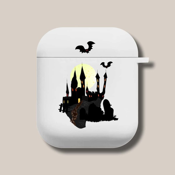 

Halloween Print Case For Airpods, White
