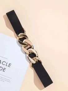 Cinturón con decoración de cadena - Negro - Ver 3