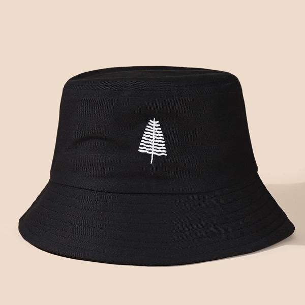 

Tree Embroidered Bucket Hat, Black