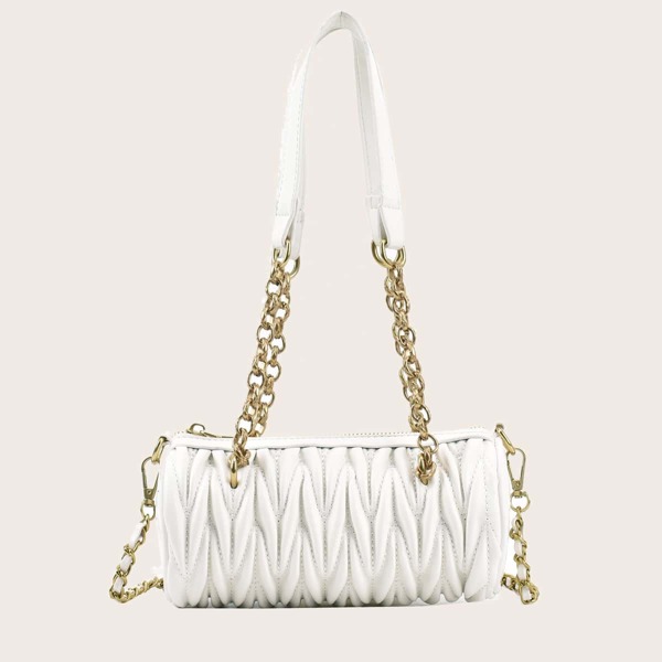 

Minimalist Ruched Shoulder Bag, White