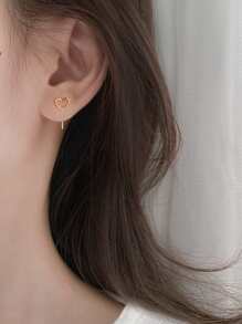 Heart Detail Earrings - Yellow Gold - View 1