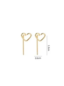 Heart Detail Earrings - Yellow Gold - View 3